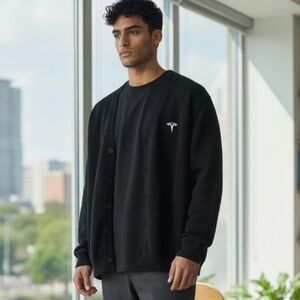 Tesla Men's Knit Sweater Rich Black Color Size 3XL